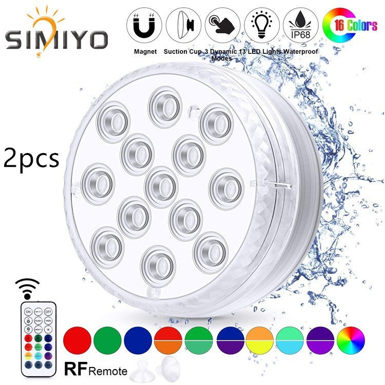 Led Beads Submersible Light Waterproof Underwater Lamp For Garden Swimming Pool Fountain Spa Party Bathroom Remote Control - Gardening Grow