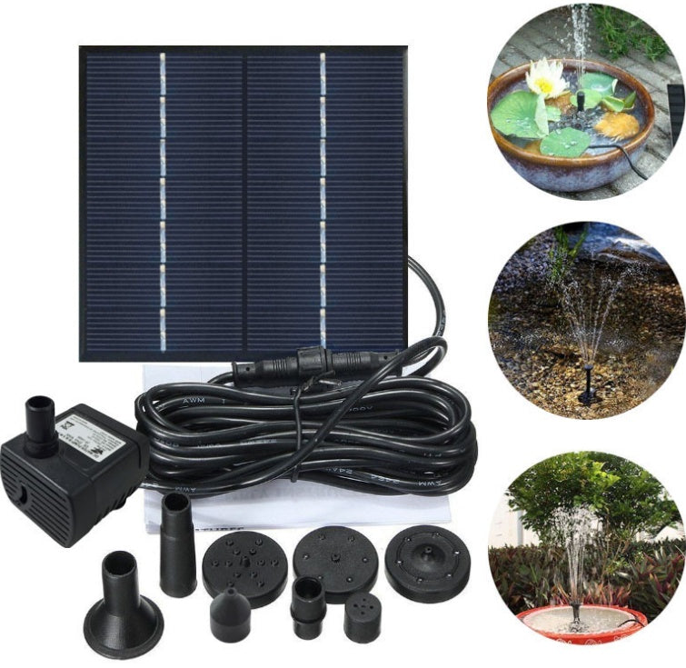 Solar Panel Powered Water Fountain Pool Pond Garden Water Sprinkler Sprayer with Water Pump & 3 Spray Heads - Gardening Grow