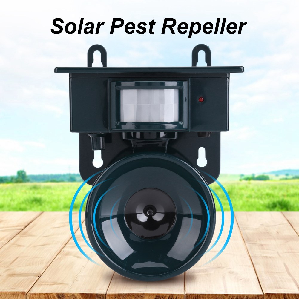 Solar Powered Motion Sensor Ultrasonic  Bird Dog Cat Fox Mouse Pest Repeller - Gardening Grow