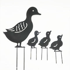 New Garden Decoration Iron Duck Family Grass Garden Decoration Metal Hollow Garden Decoration - Gardening Grow