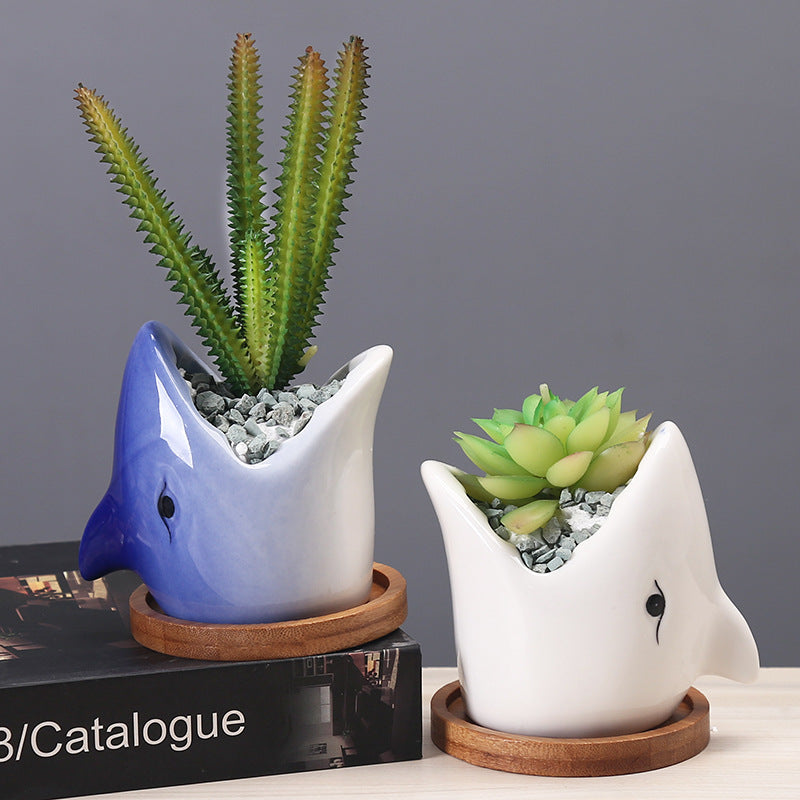 Succulent Pot Creative Cartoon Ceramic Flower Pots European-style Simple Indoor Desktop Pots For Plants Office Decor Planters - Gardening Grow