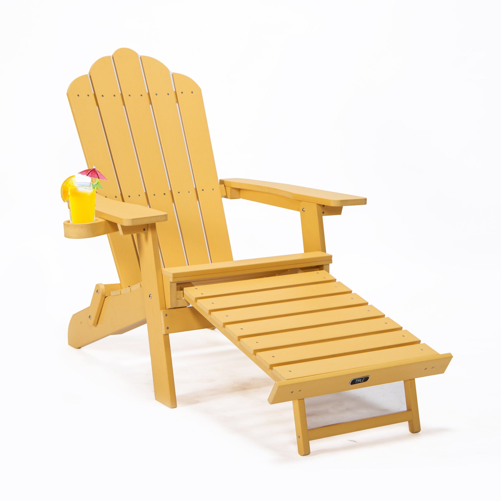 TALE Folding Adirondack Chair With Pullout Ottoman With Cup Holder, Oaversized, Poly Lumber,  For Patio Deck Garden, Backyard Furniture, Easy To Install,.Banned From Selling On Amazon - Gardening Grow