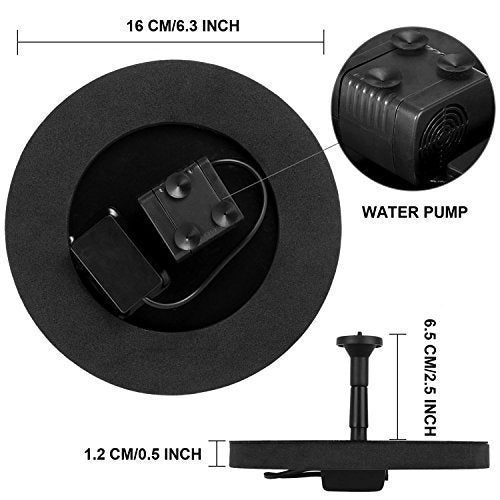 Solar Fountain  Outdoor Garden Classic Round - Gardening Grow