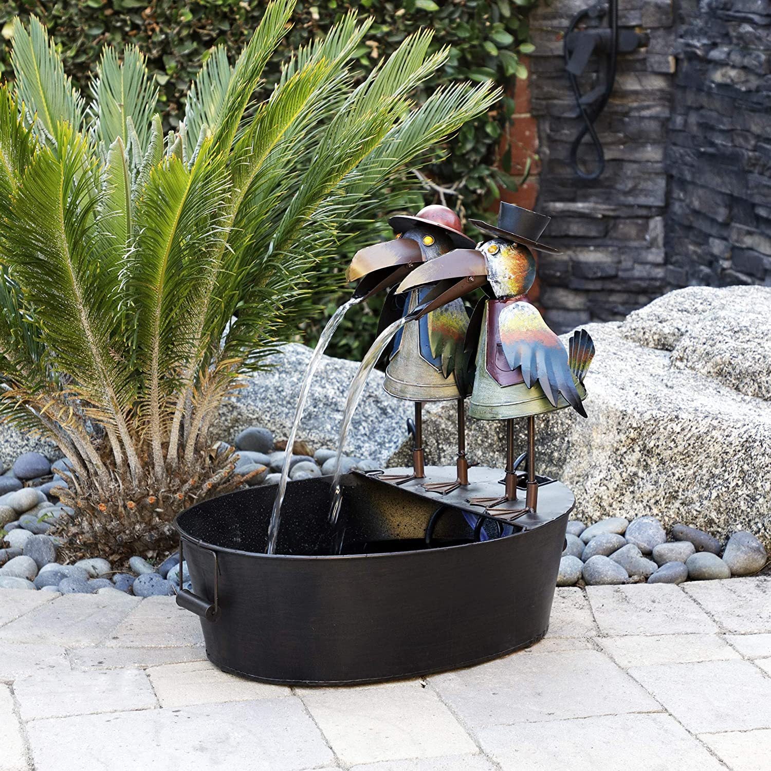 Toucan Fountain Garden Courtyard Art Deco - Gardening Grow