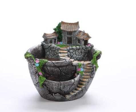 Planter Flower Plant Pots Fairy Garden Pot with Sweet House - Gardening Grow