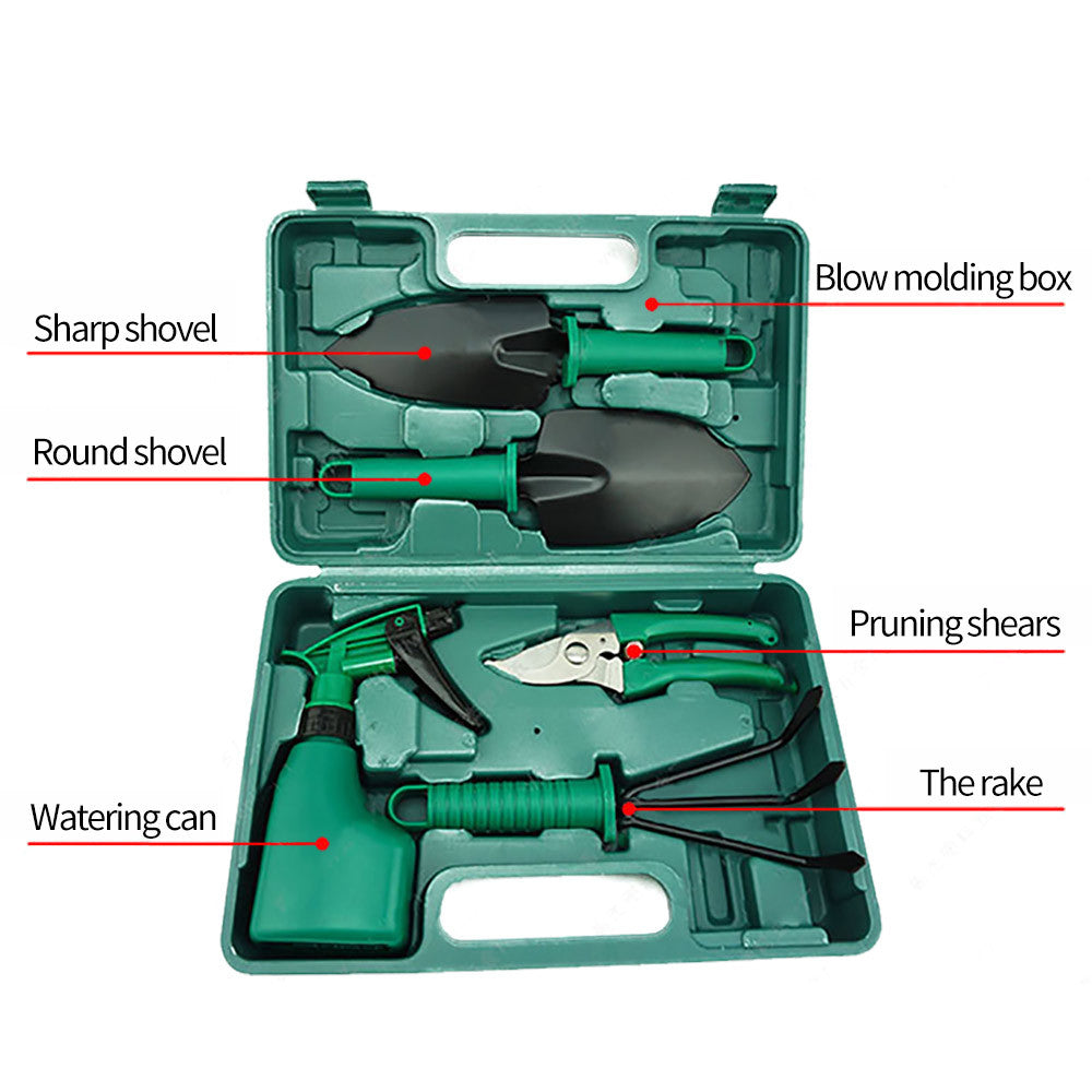 Five-piece Garden Tool Plastic Box Plastic Garden Tool Set - Gardening Grow