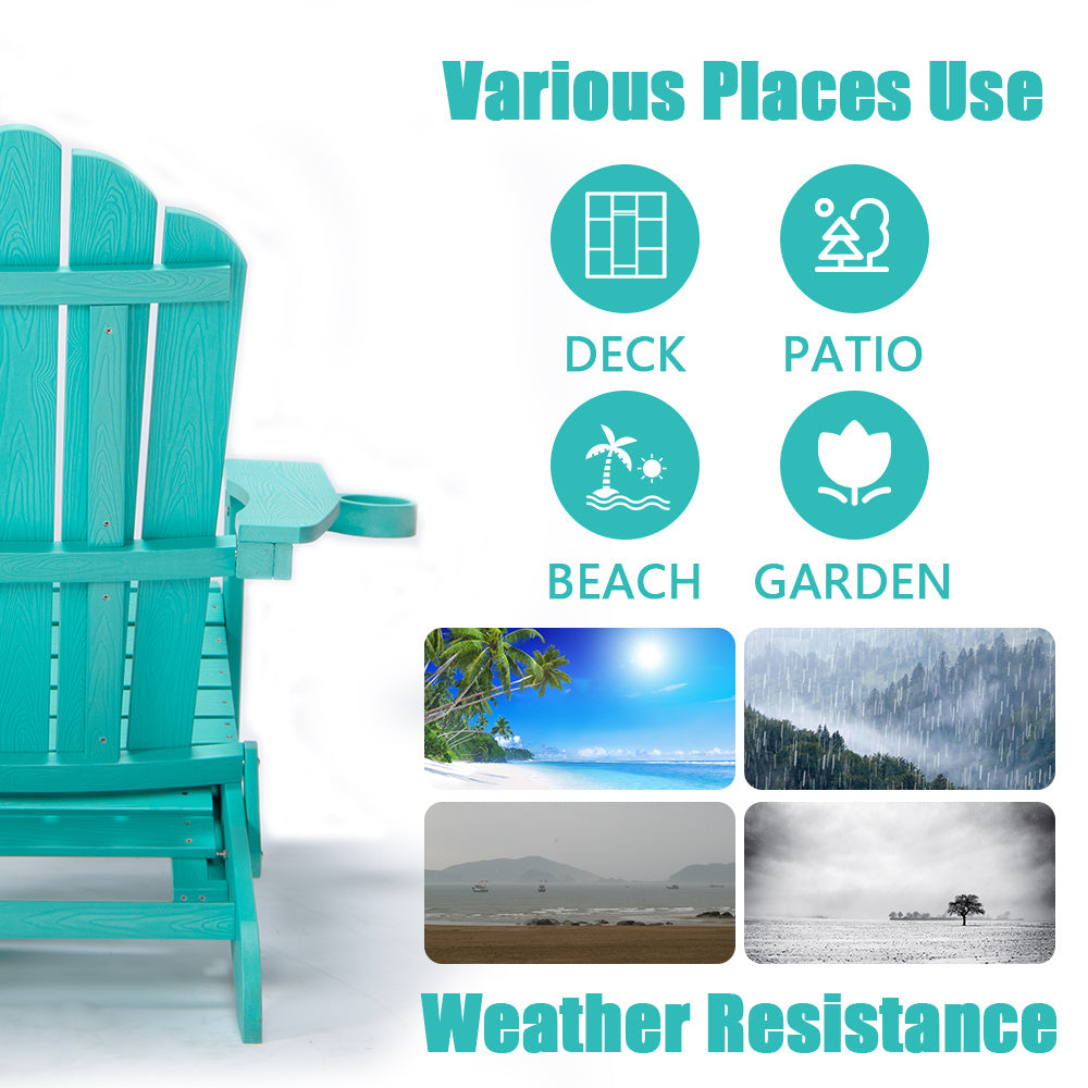 TALE Folding Adirondack Chair With Pullout Ottoman With Cup Holder, Oaversized, Poly Lumber,  For Patio Deck Garden, Backyard Furniture, Easy To Install,.Banned From Selling On Amazon - Gardening Grow