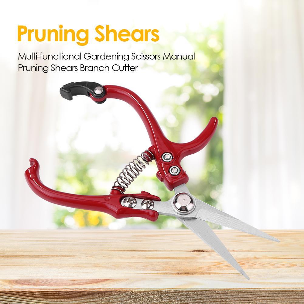 Multifunctional Garden Scissors Pruning Shears Manual With Safety Buckle Stainless Steel Spring Gardening Pruning Shear Branch Plant Cutter - Gardening Grow