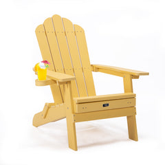 TALE Folding Adirondack Chair With Pullout Ottoman With Cup Holder, Oaversized, Poly Lumber,  For Patio Deck Garden, Backyard Furniture, Easy To Install,.Banned From Selling On Amazon - Gardening Grow