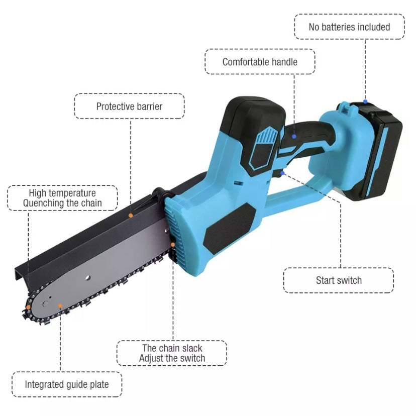 Mini rechargeable home chainsaw with one hand - Gardening Grow