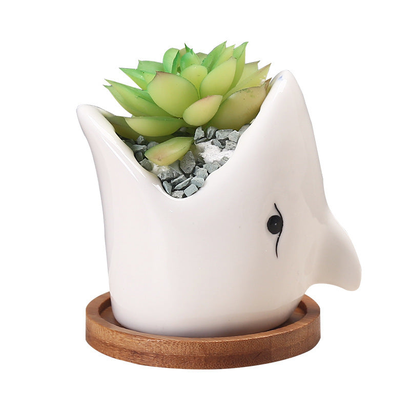 Succulent Pot Creative Cartoon Ceramic Flower Pots European-style Simple Indoor Desktop Pots For Plants Office Decor Planters - Gardening Grow