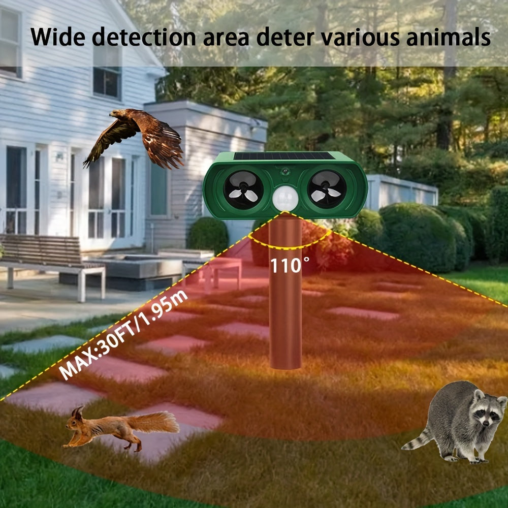 Animal Repellent, Solar Motion Sensor, Outdoor Farm, Garden, Courtyard Solar Power Ultrasonic Animal Repeller Pest Repellent Dog Cat Deer Raccoon - Gardening Grow