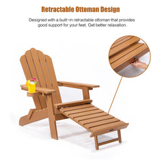 TALE Folding Adirondack Chair With Pullout Ottoman With Cup Holder, Oaversized, Poly Lumber,  For Patio Deck Garden, Backyard Furniture, Easy To Install,.Banned From Selling On Amazon - Gardening Grow