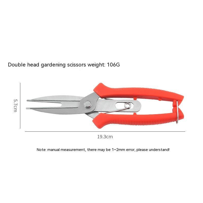 Stainless Steel Double-headed Garden Pruning Fruit And Vegetable Picking Scissors Bonsai Tool Flower Grafting Scissors - Gardening Grow