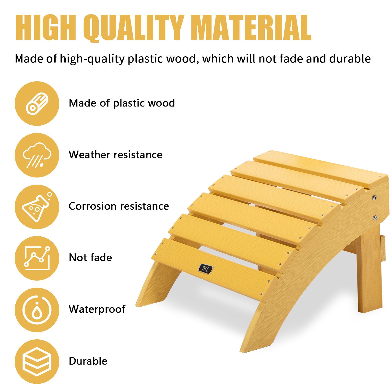 TALE Adirondack Ottoman Footstool All-Weather And Fade-Resistant Plastic Wood For Lawn Outdoor Patio Deck Garden Porch Lawn Furniture,Banned From Selling On Amazon - Gardening Grow