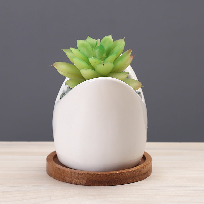 Succulent Pot Creative Cartoon Ceramic Flower Pots European-style Simple Indoor Desktop Pots For Plants Office Decor Planters - Gardening Grow