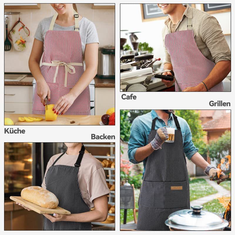 Halter Striped Polyester Restaurant Gardening Apron - Gardening Grow